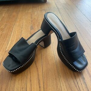 Gianni Bini Black Studded Platform Mules